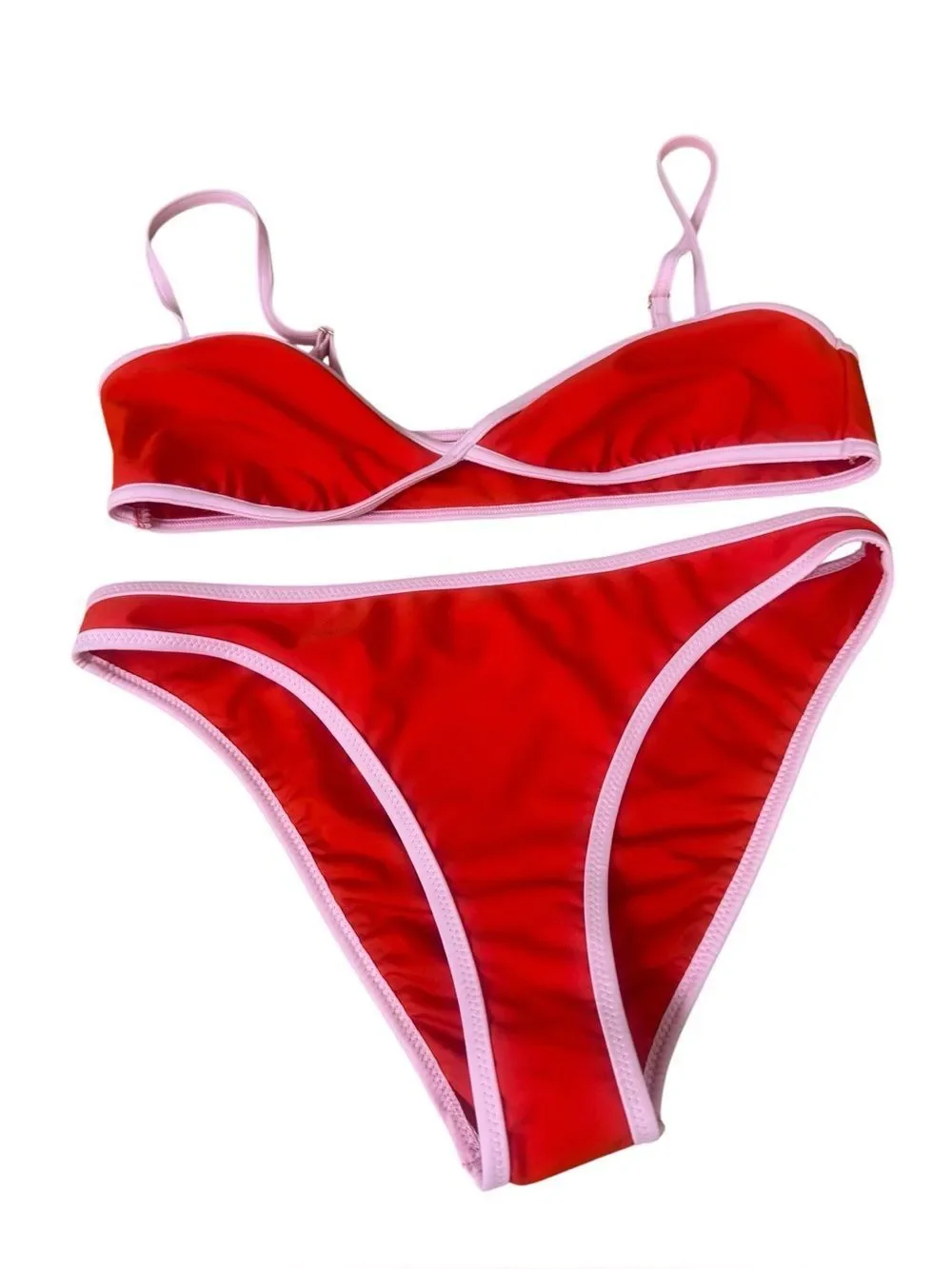 Le Bop Colorblock Bikini Top and bottom Clambake/Pink NEW M